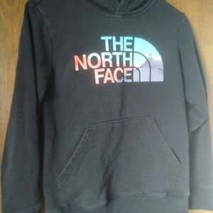 The North Face Boy’s Youth Pullover Hoodie Black w Color Logo Size Medium 10/12
